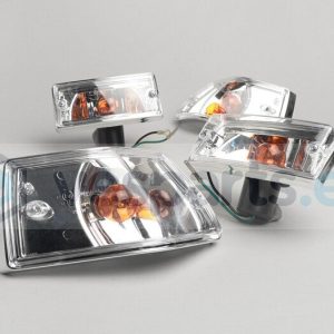 Kit 4 intermitentes completos para Vespa PX, T5 125cc , cromos y tulipas transparentes